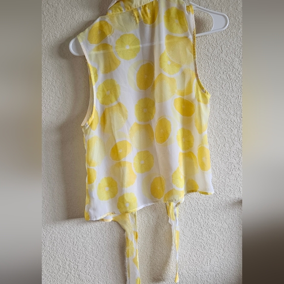 Sheer lemon button and tie front shirt - Picture 2 of 8